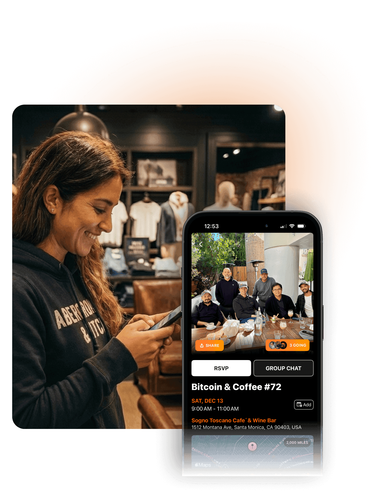 Club Orange events map and meetup