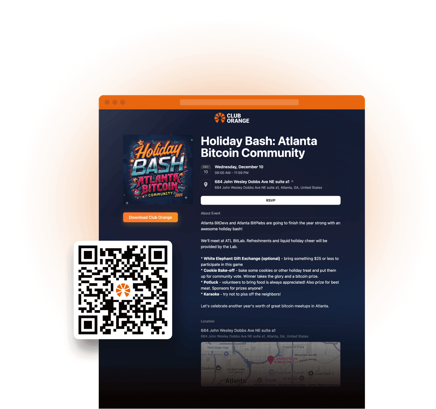 Public event webpage